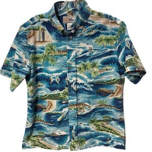 Reyn Spooner Blue Aloha Boys Shirt Sz L